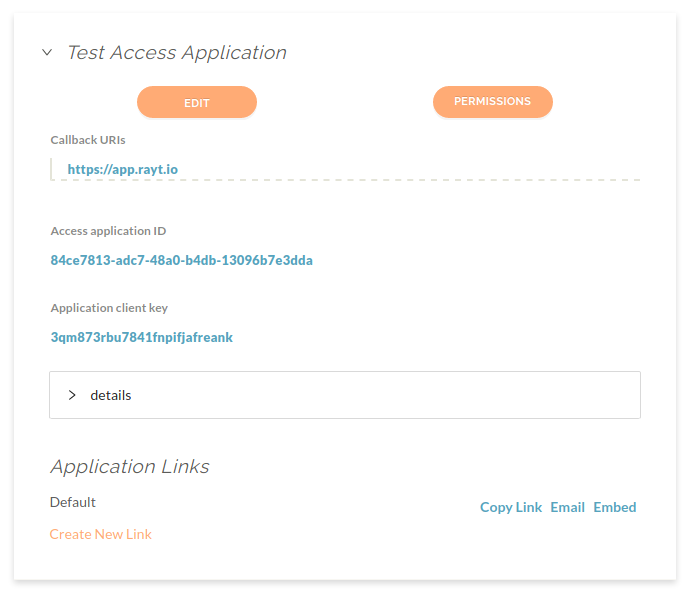 image of the access application page with create new link