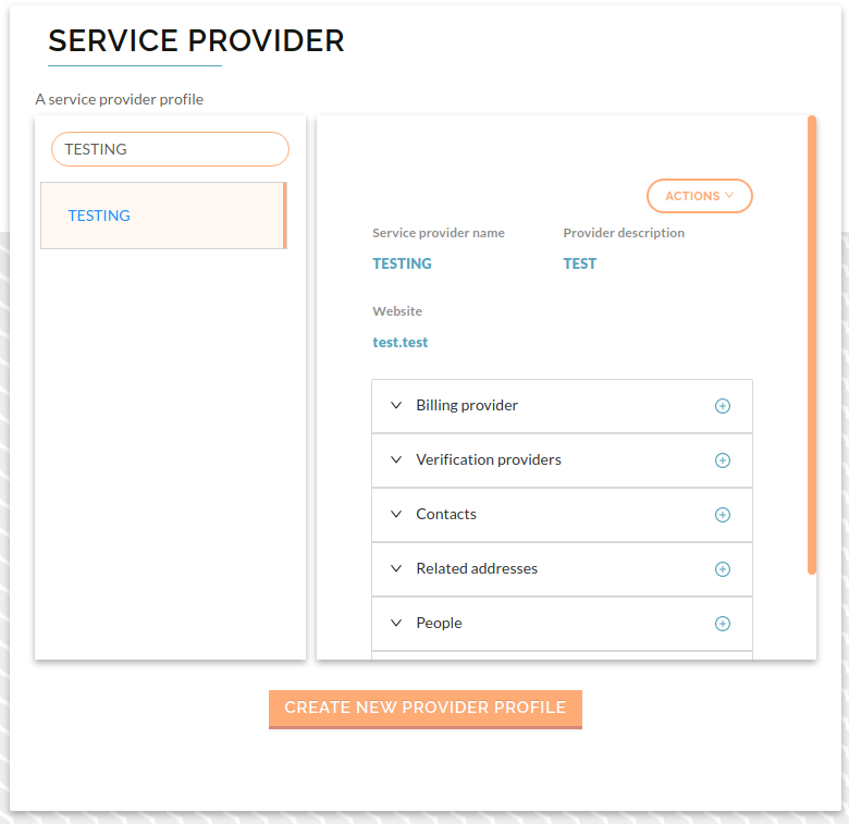 image of the newly created provider profile