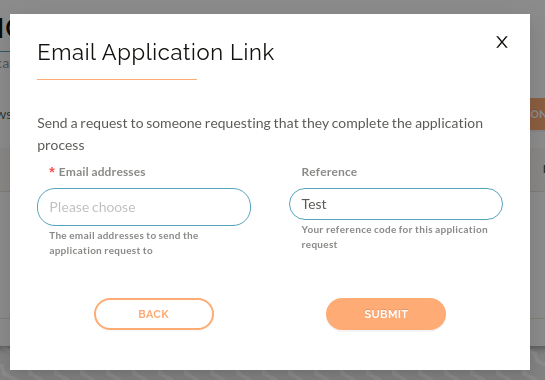 image of the enter email for application page