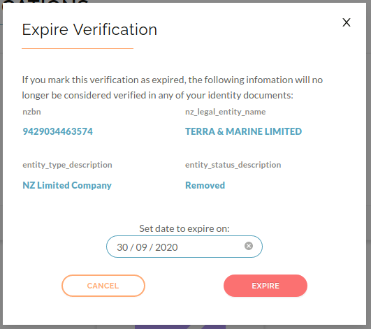 image of the expire verification page