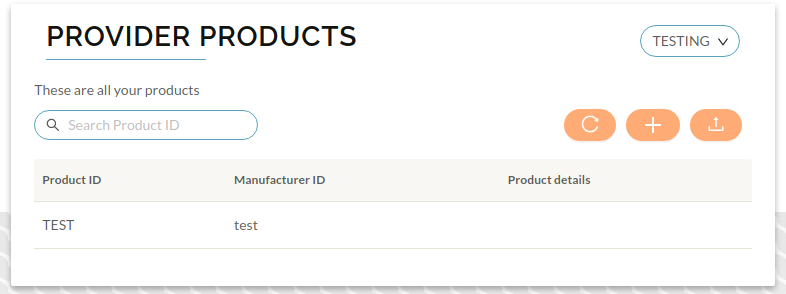 image of the provider product homepage with newly created product