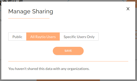 image of the manage sharing popup on the all raytio users tab